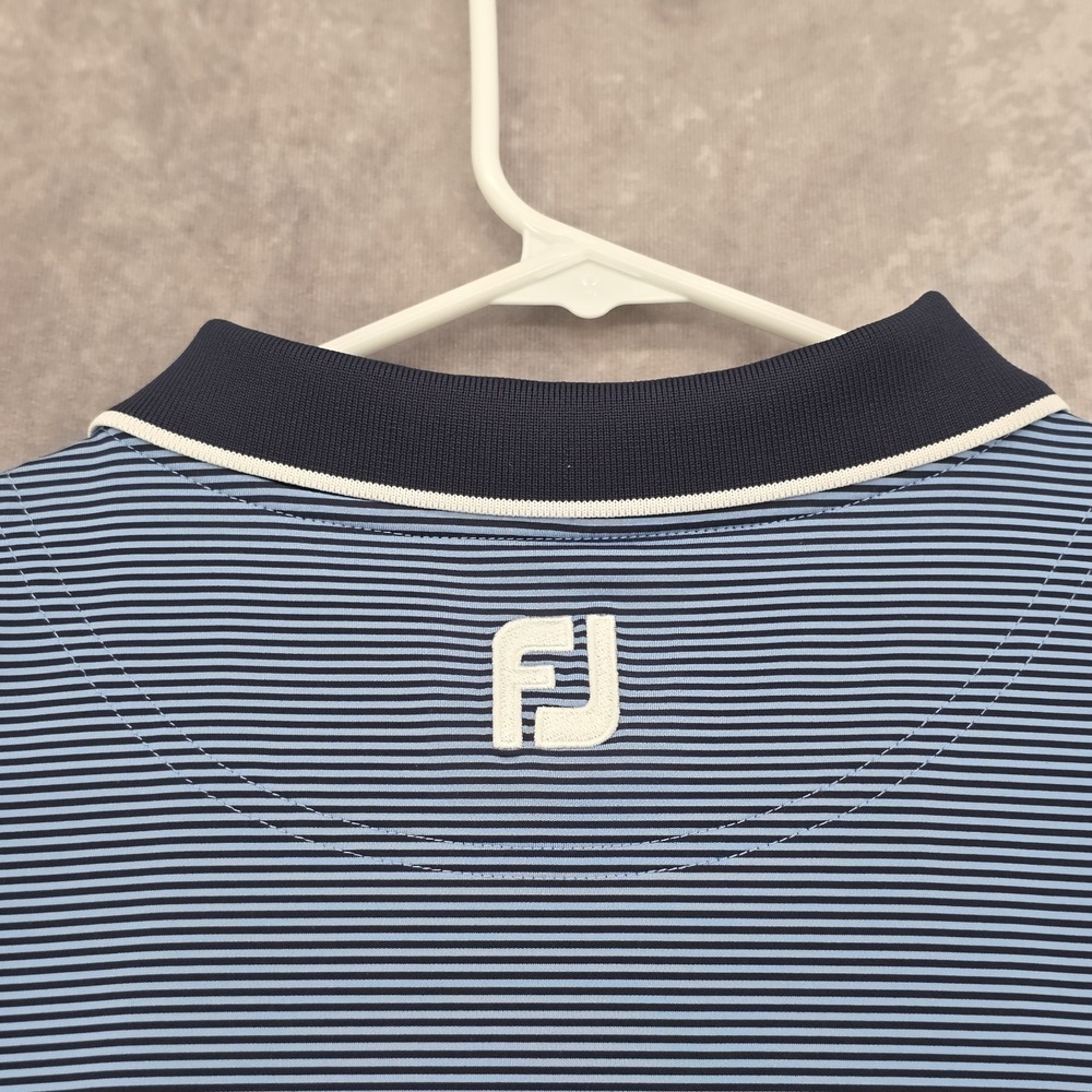 Footjoy Fj Mens XL Golf Polo Shirt Stretch Performance Navy Striped Short Sleeve - Picture 5 of 9